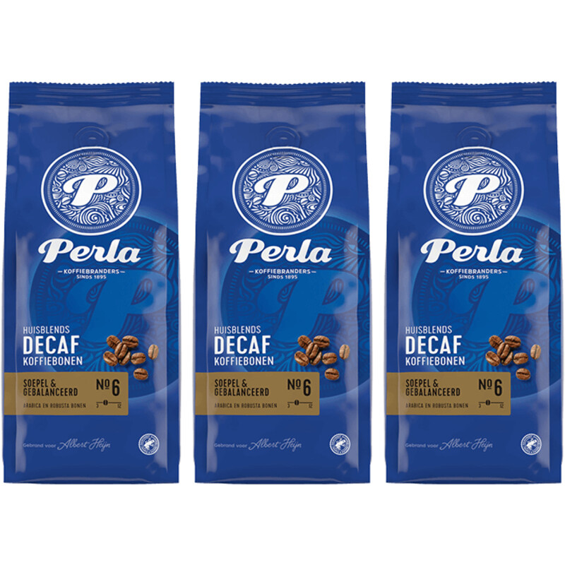 Een afbeelding van Perla Huisblends Decaf koffiebonen 3-pack