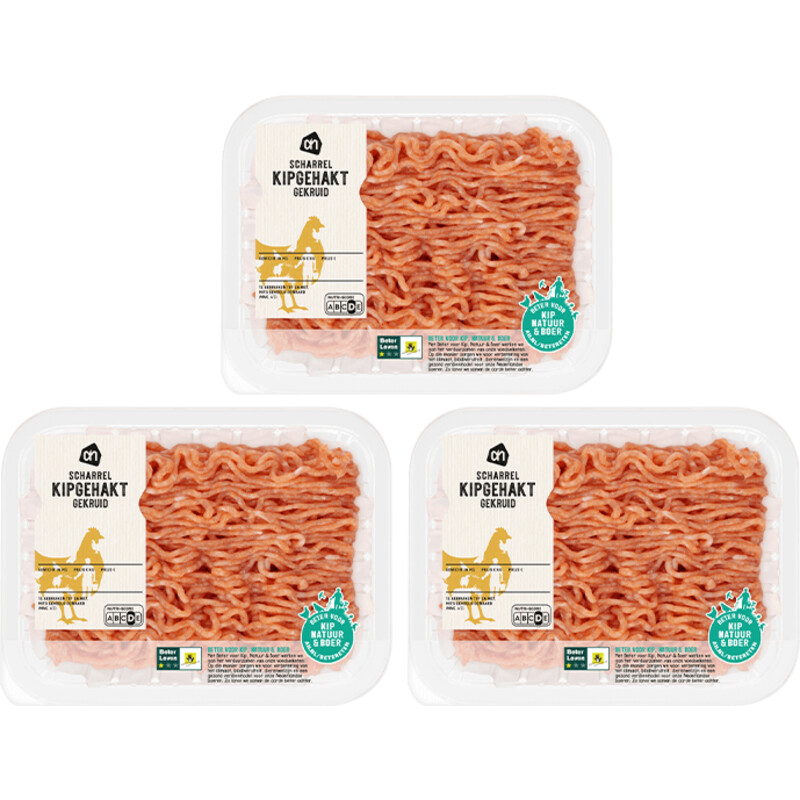 Een afbeelding van AH Scharrel kipgehakt gekruid 3-pack