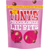 Een afbeelding van Tony's Chocolonely Lil' bits melk marshmellow biscuit mix