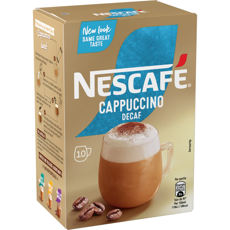 Een afbeelding van Nescafé Cappuccino decaf oploskoffie