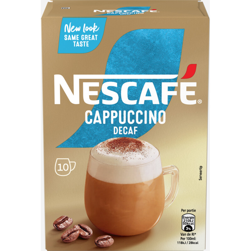 Een afbeelding van Nescafé Cappuccino decaf oploskoffie
