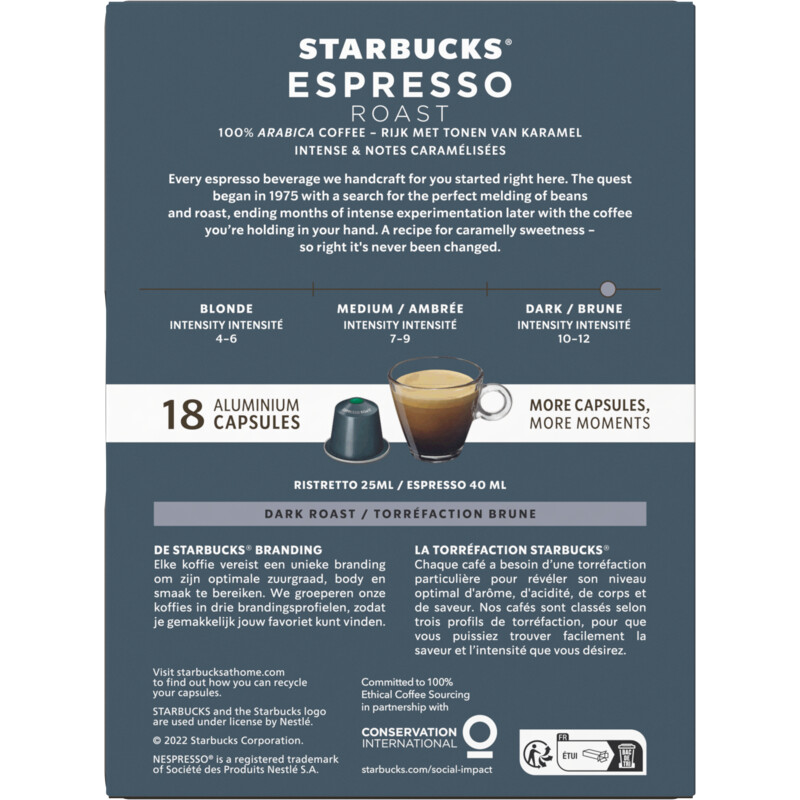 Een afbeelding van Starbucks Nespresso espresso roast capsules