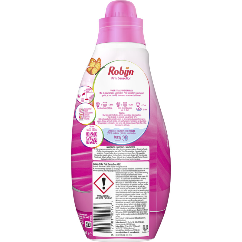 Een afbeelding van Robijn Color pink sensation wasmiddel