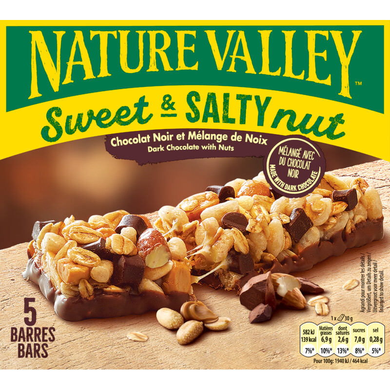 Een afbeelding van Nature Valley Sweet & salty nut pure chocolade repen