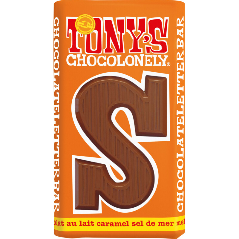 Een afbeelding van Tony's Chocolonely Melkchocolade reep karamel zeezout S
