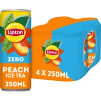 Een afbeelding van Lipton Ice tea peach zero sugar 4-pack