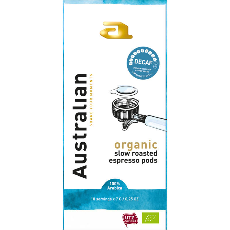 Een afbeelding van Australian Organic espresso pods decaf