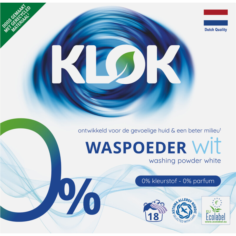 Een afbeelding van Klok Waspoeder wit parfumvrij