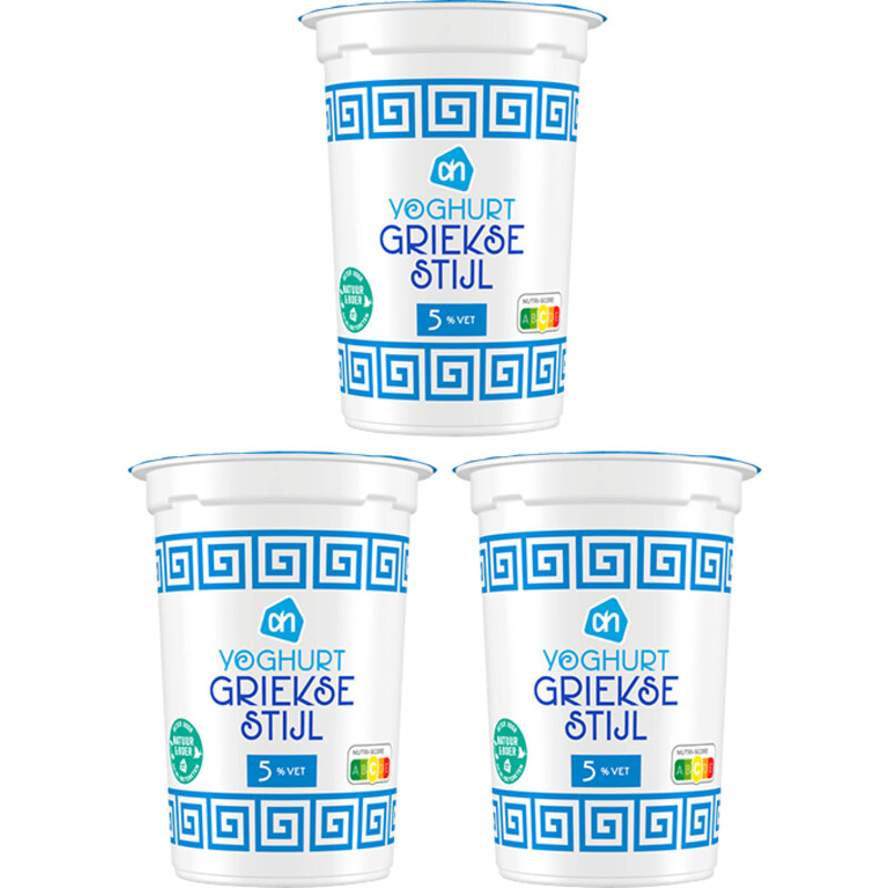 Een afbeelding van AH Yoghurt Griekse stijl 5% vet 3-pack