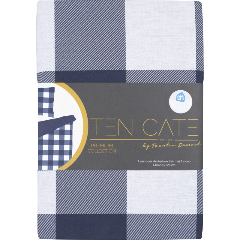 Een afbeelding van Ten Cate Dekbedovertrek ruit blauw 140x220cm