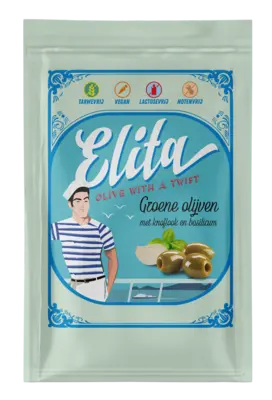 pdp-image-Elita Groene olijven met knoflook en basilicum