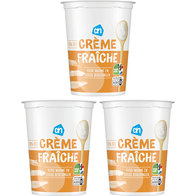 Een afbeelding van AH Creme fraiche 30% vet 3-pack