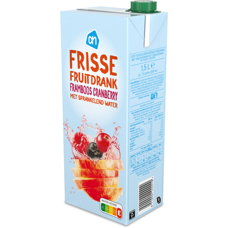 Een afbeelding van AH Frisse fruitdrank framboos cranberry
