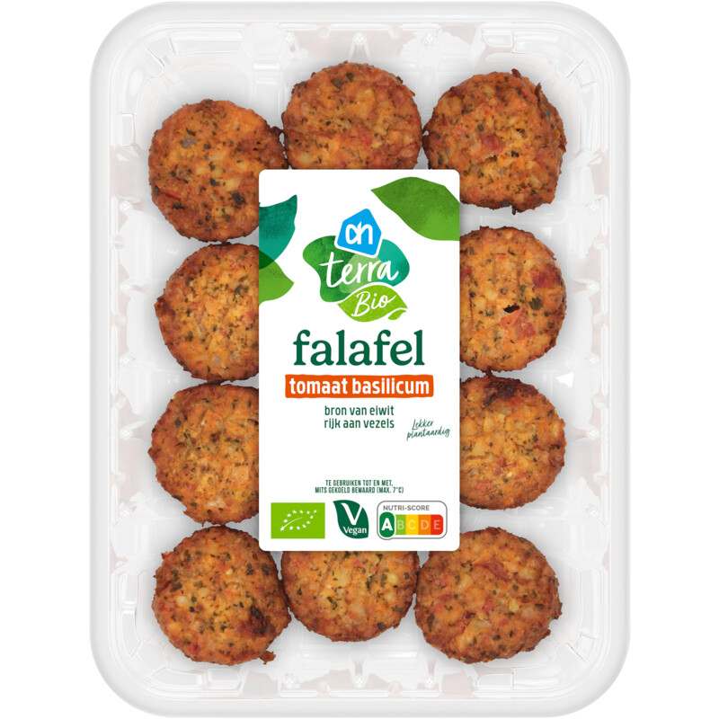 Een afbeelding van AH Terra Biologisch falafel tomaat basilicum
