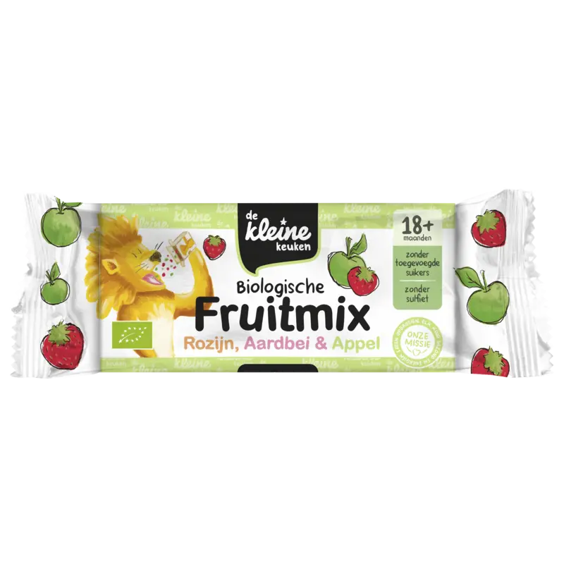 Biologische Fruitmix Rozijn, Aardbei & Appel 18+ Maanden 6 Stuks
