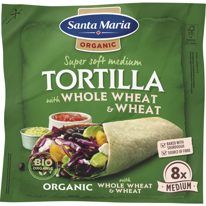 Super soft medium tortilla with wole wheat organic - 5627