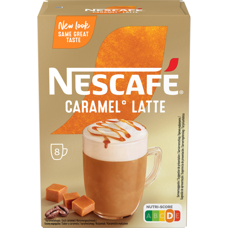 Een afbeelding van Nescafé Gold caramel latte oploskoffie