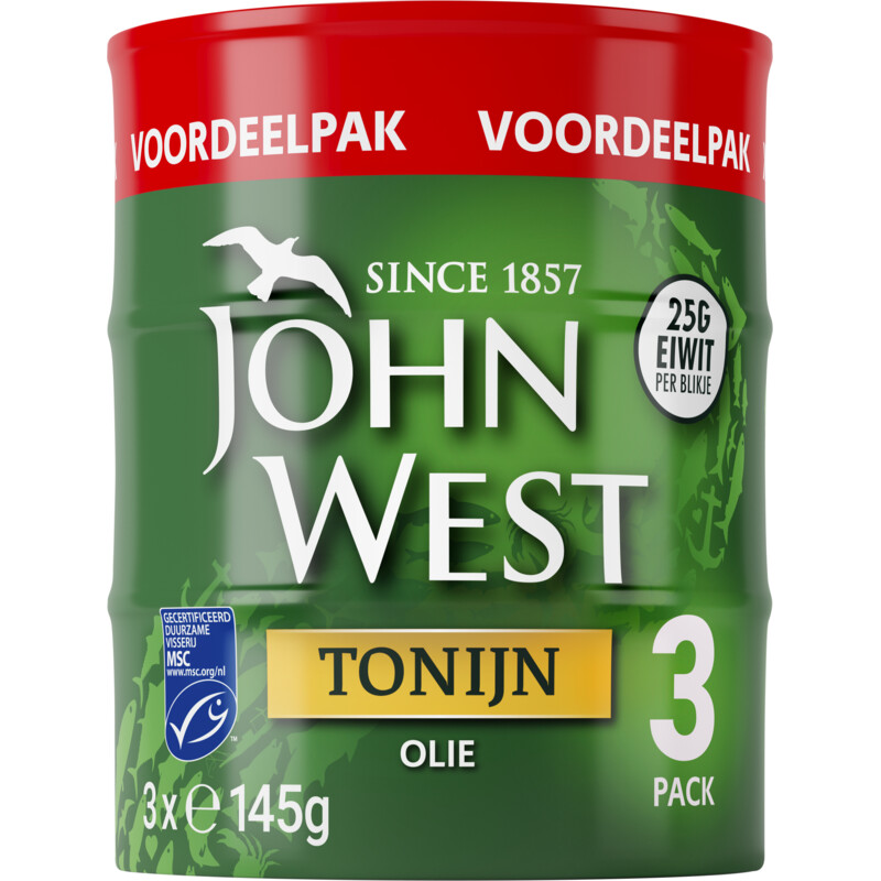 Een afbeelding van John West Tonijn in olie 3-pack