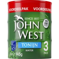 Afbeelding van John West Tonijn in water 3-pack