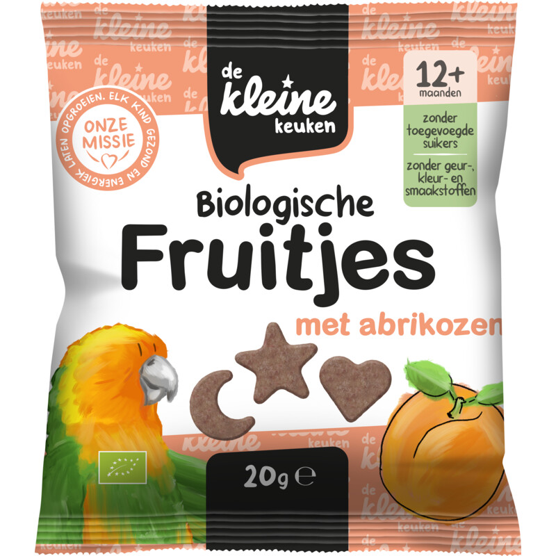 Een afbeelding van De Kleine Keuken Biologische fruitjes met abrikozen 12m+