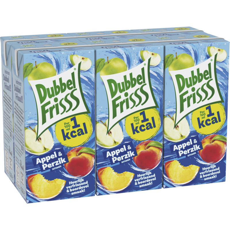 Een afbeelding van DubbelFrisss Appel & perzik 6-pack