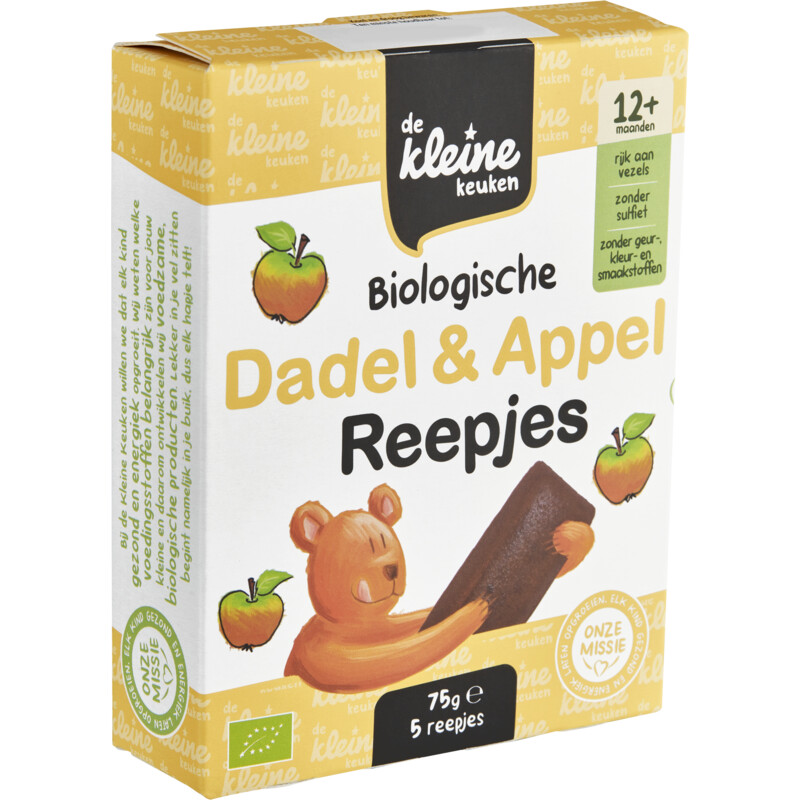 Een afbeelding van De Kleine Keuken Biologische dadel & appel reepjes 12m+