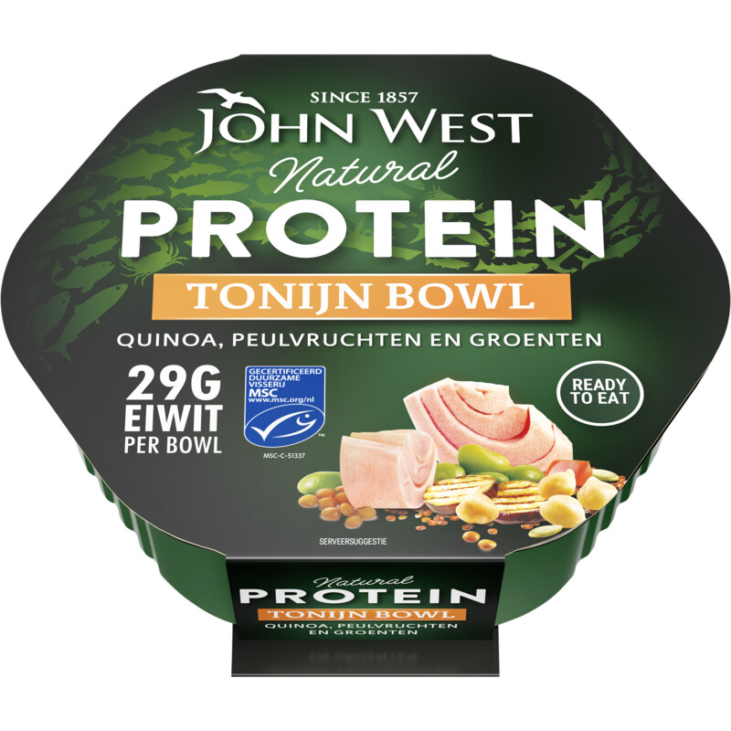 Een afbeelding van John West Protein tonijn bowl quinoa peulvruchten