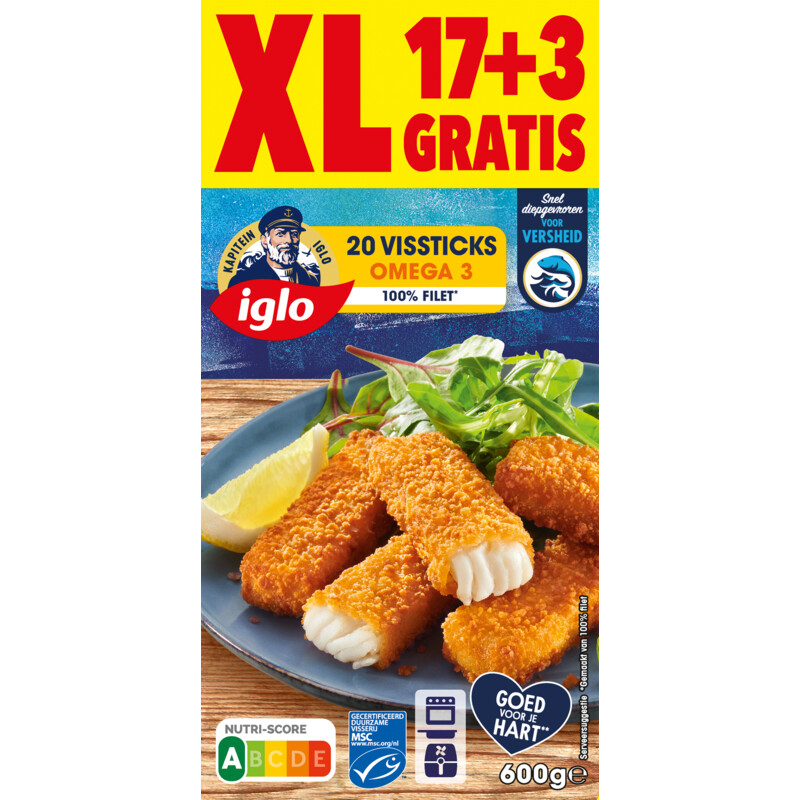 Een afbeelding van Iglo Vissticks omega 3