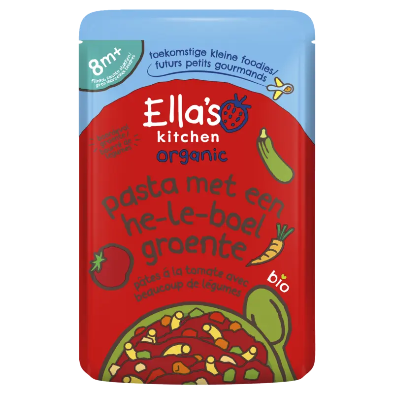 Organic Pasta met Een He-le-boel Groente 8+ Maanden