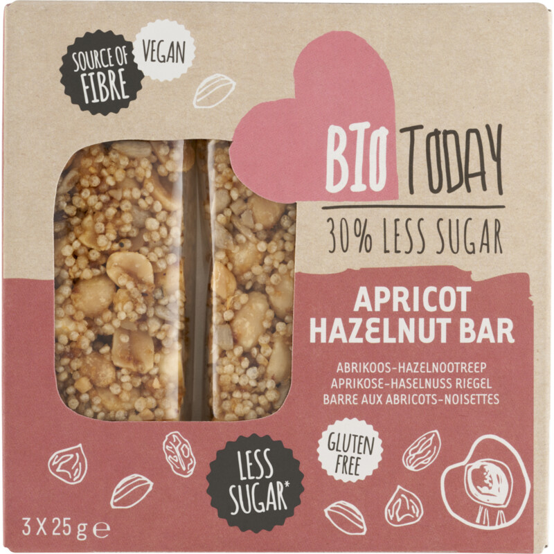 Een afbeelding van BioToday Abrikoos-hazelnootreep less sugar