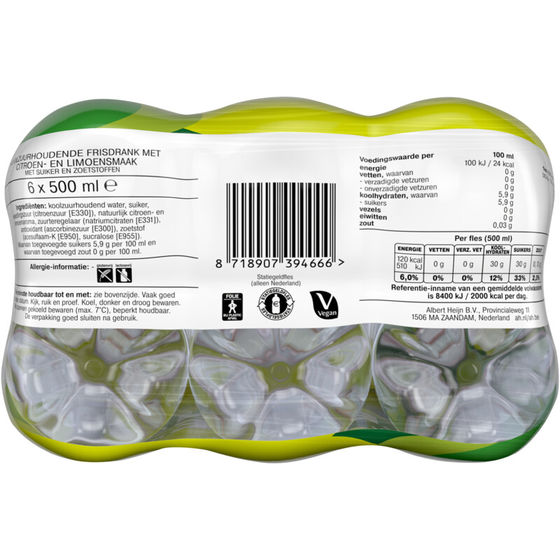 Een afbeelding van AH Lemon & lime regular 6-pack