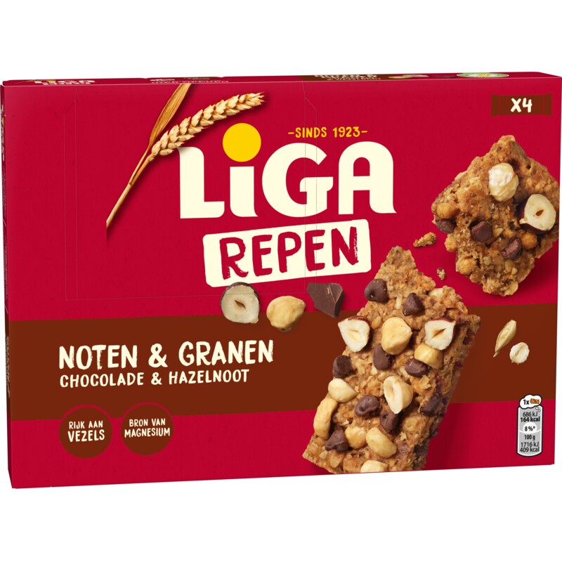 Een afbeelding van Liga Repen noten & granen chocolade