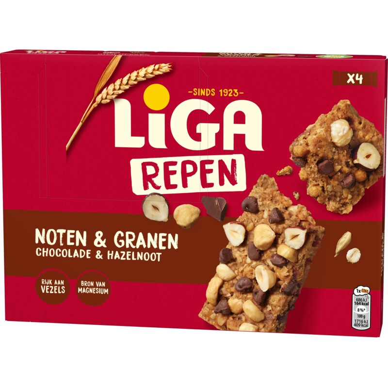 Een afbeelding van Liga Repen noten & granen chocolade