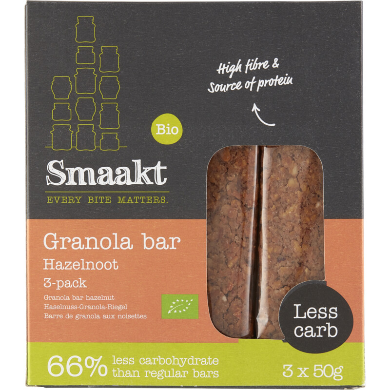 Een afbeelding van Smaakt Granola bar hazelnoot 3-pack