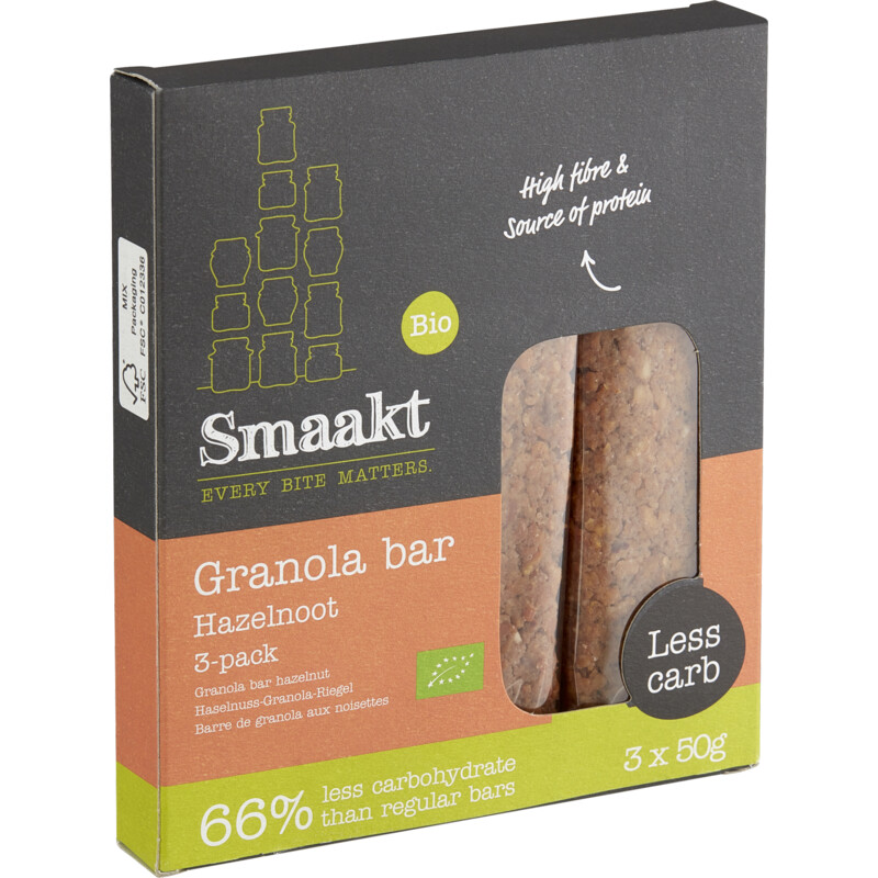 Een afbeelding van Smaakt Granola bar hazelnoot 3-pack