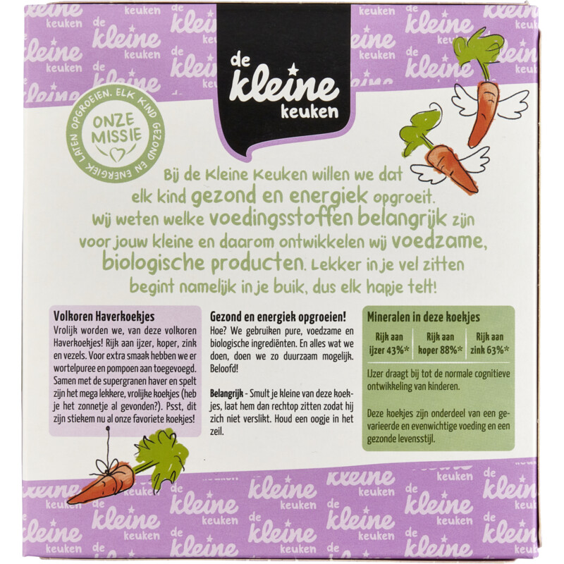 Een afbeelding van De Kleine Keuken Biologische haverkoekjes 12m+