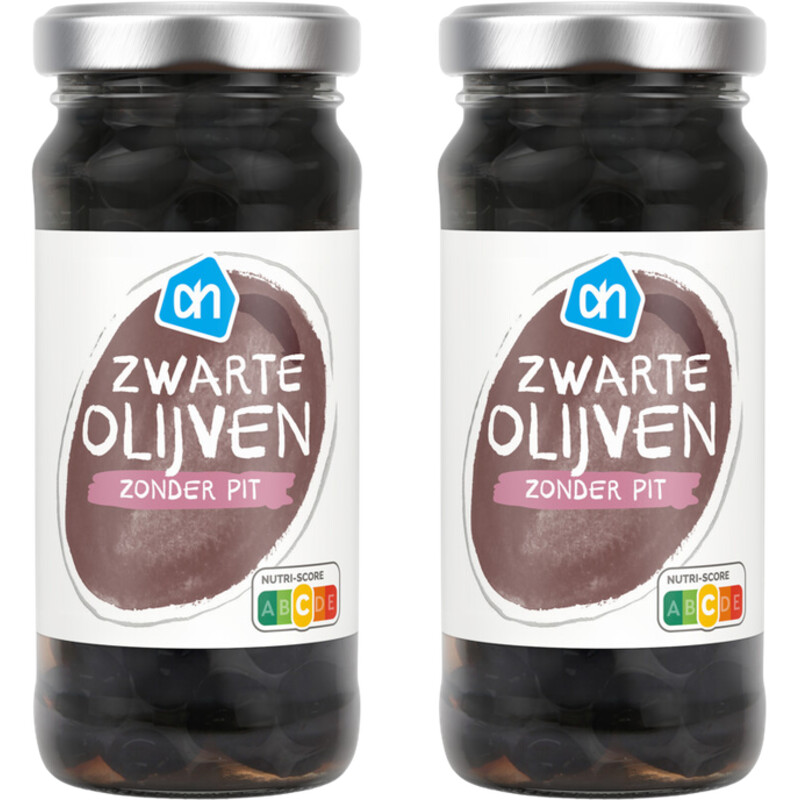 Een afbeelding van AH Zwarte olijven zonder pit 2-pack