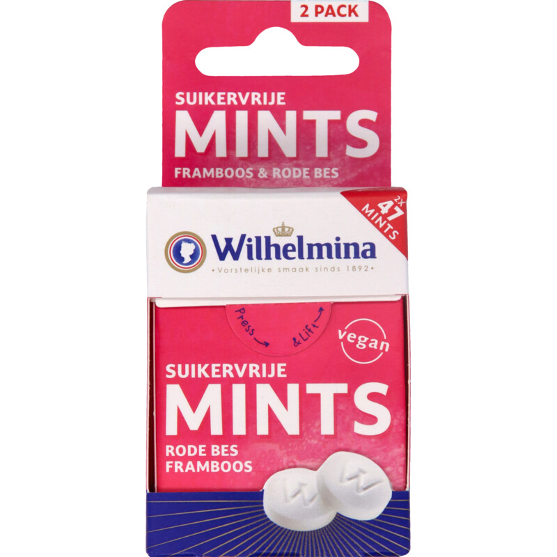 Een afbeelding van Wilhelmina Suikervrije mints framboos rode bes
