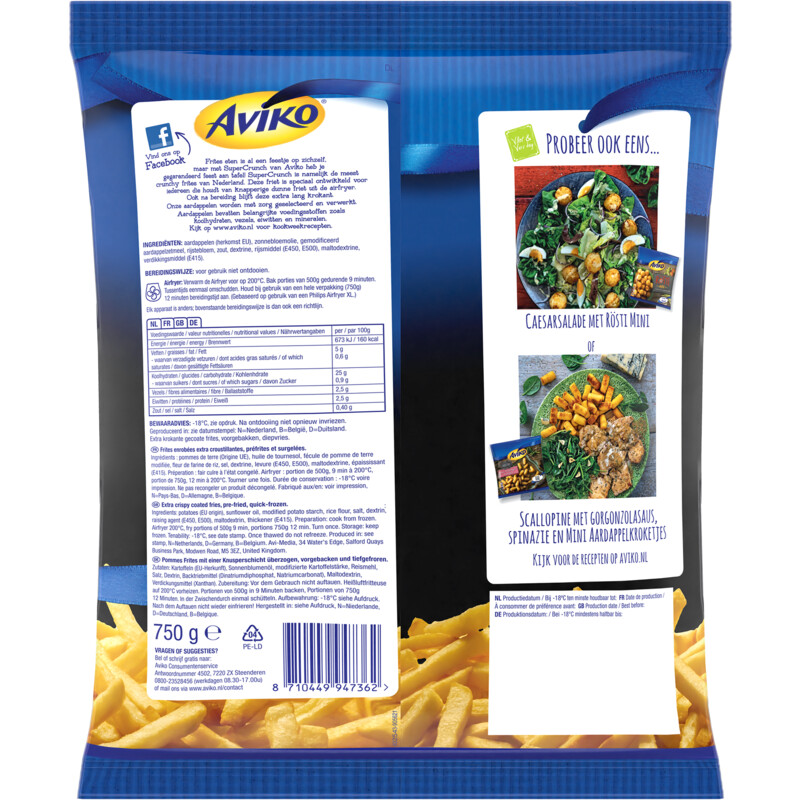 Een afbeelding van Aviko Supercrunch airfryer dunne friet