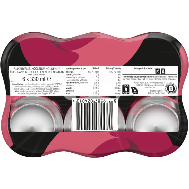 Een afbeelding van AH Cola zero sugar cherry 6-pack