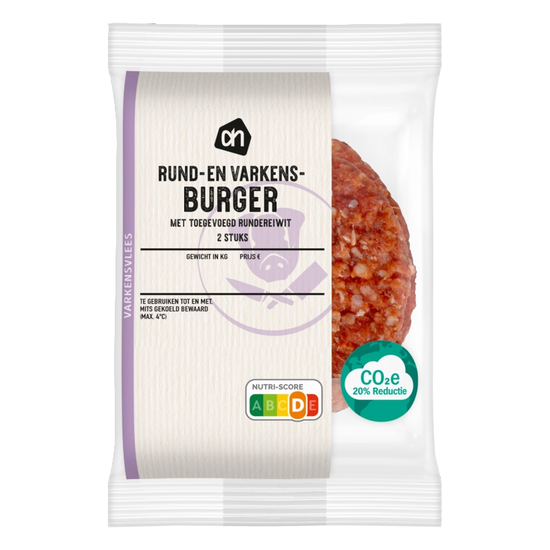 Rund- en varkensburger met rundereiwit