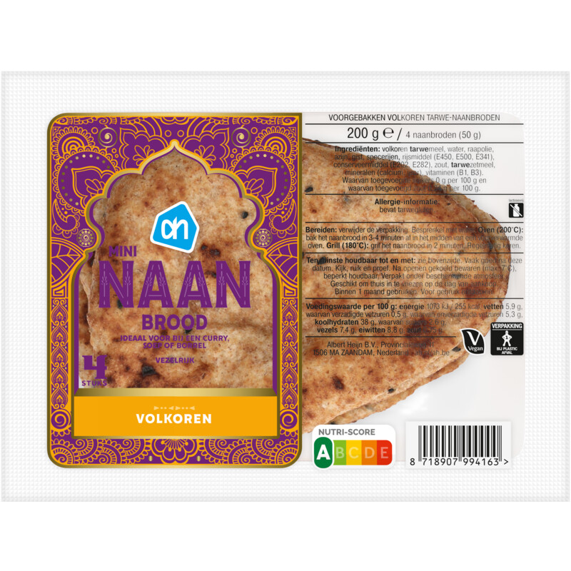 Een afbeelding van AH Mini naan brood volkoren