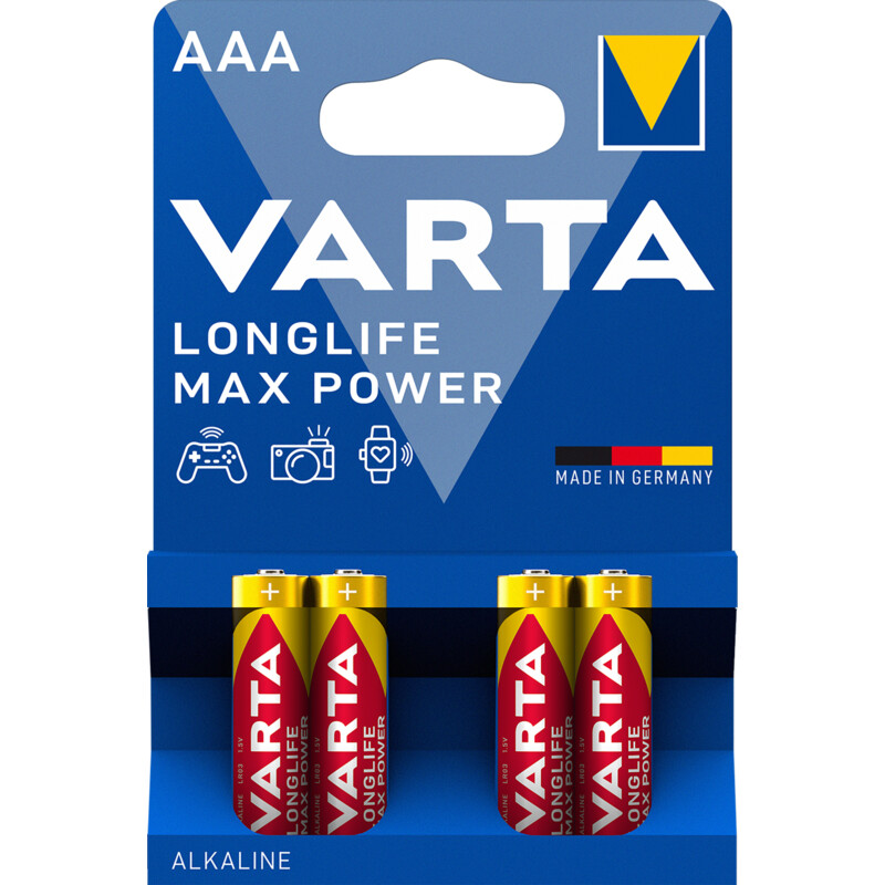 Een afbeelding van Varta Longlife max power AAA alkaline batterij