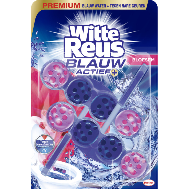 Een afbeelding van Witte Reus Toiletblok blauw actief bloesem 2-pack