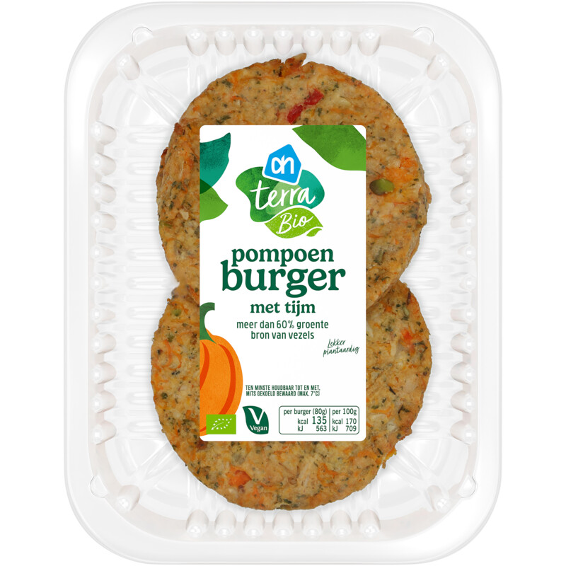 Een afbeelding van AH Terra Plantaardige biologische pompoenburger