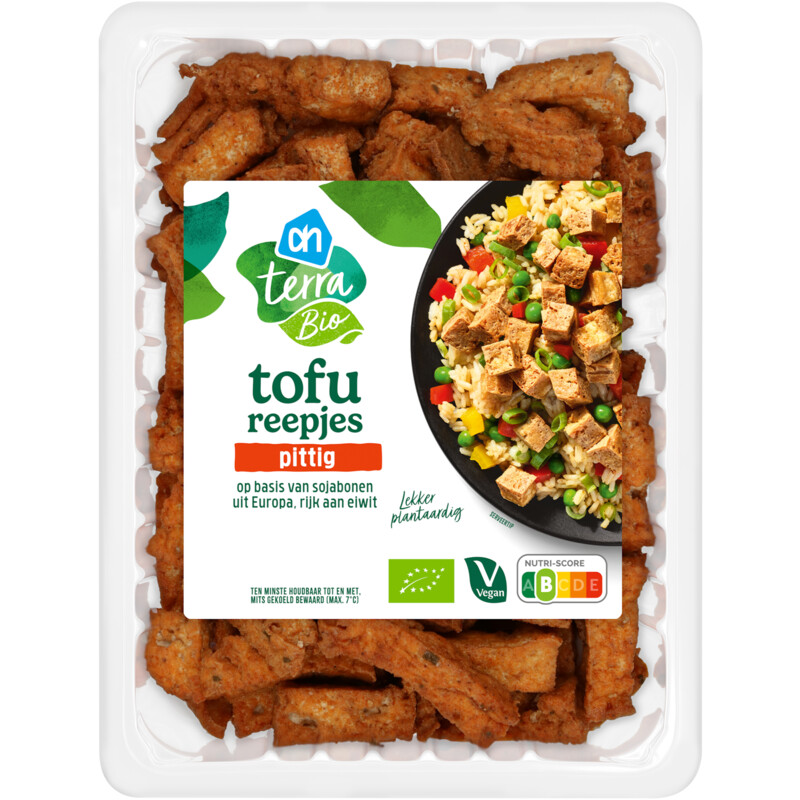 Een afbeelding van AH Terra Biologische tofureepjes pittig