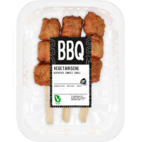 Een afbeelding van AH BBQ vegetarische kipspies sweet chili