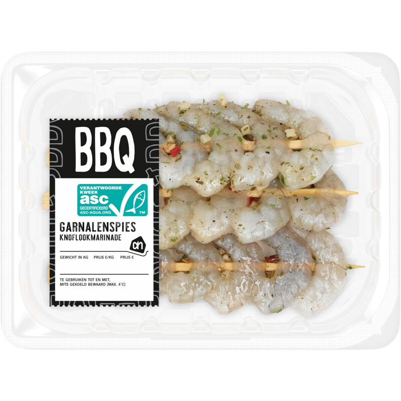 Een afbeelding van AH BBQ garnalenspies knoflookmarinade