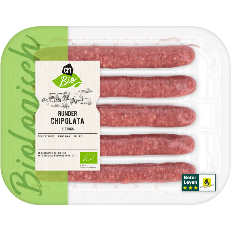 Een afbeelding van AH Biologisch Runderchipolata