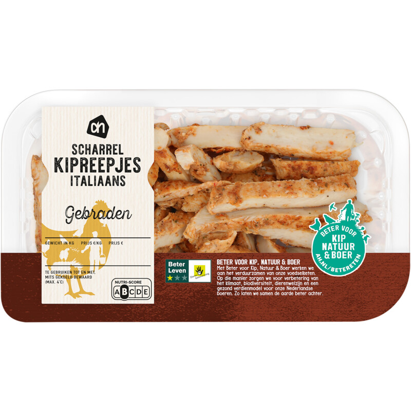 Een afbeelding van AH Scharrel gebraden kipfiletreep Italiaans